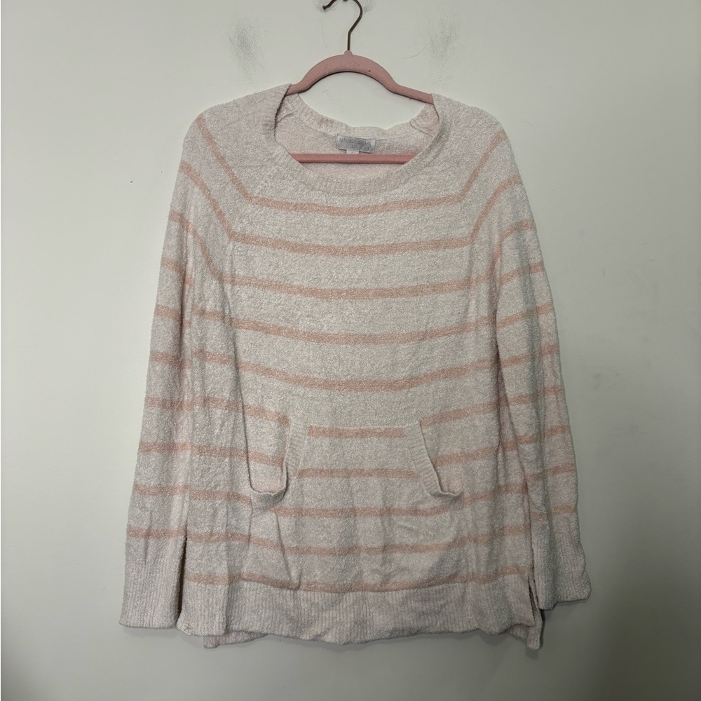 Barefoot Dreams Pink stripe CozyChic Lite Sweater